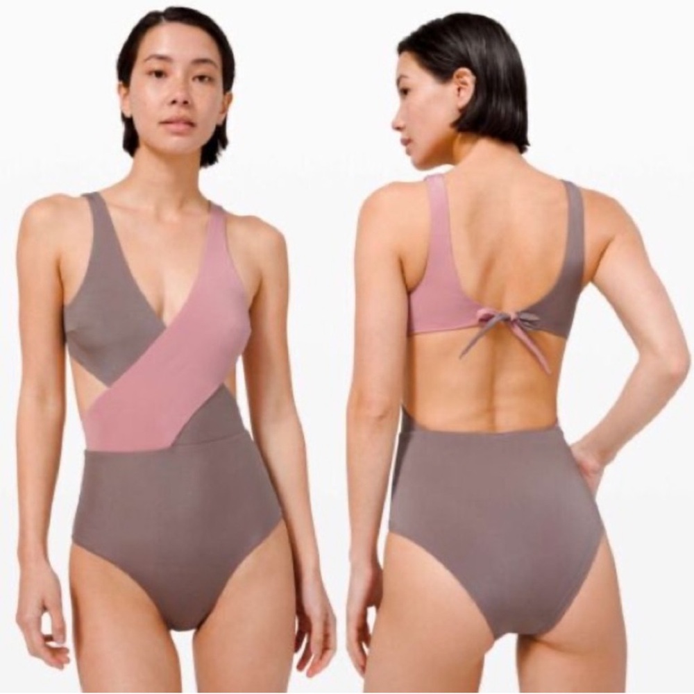 Rare Lululemon All That Shimmers Two-Tone Women's Swimsuit Gray Purple pink
